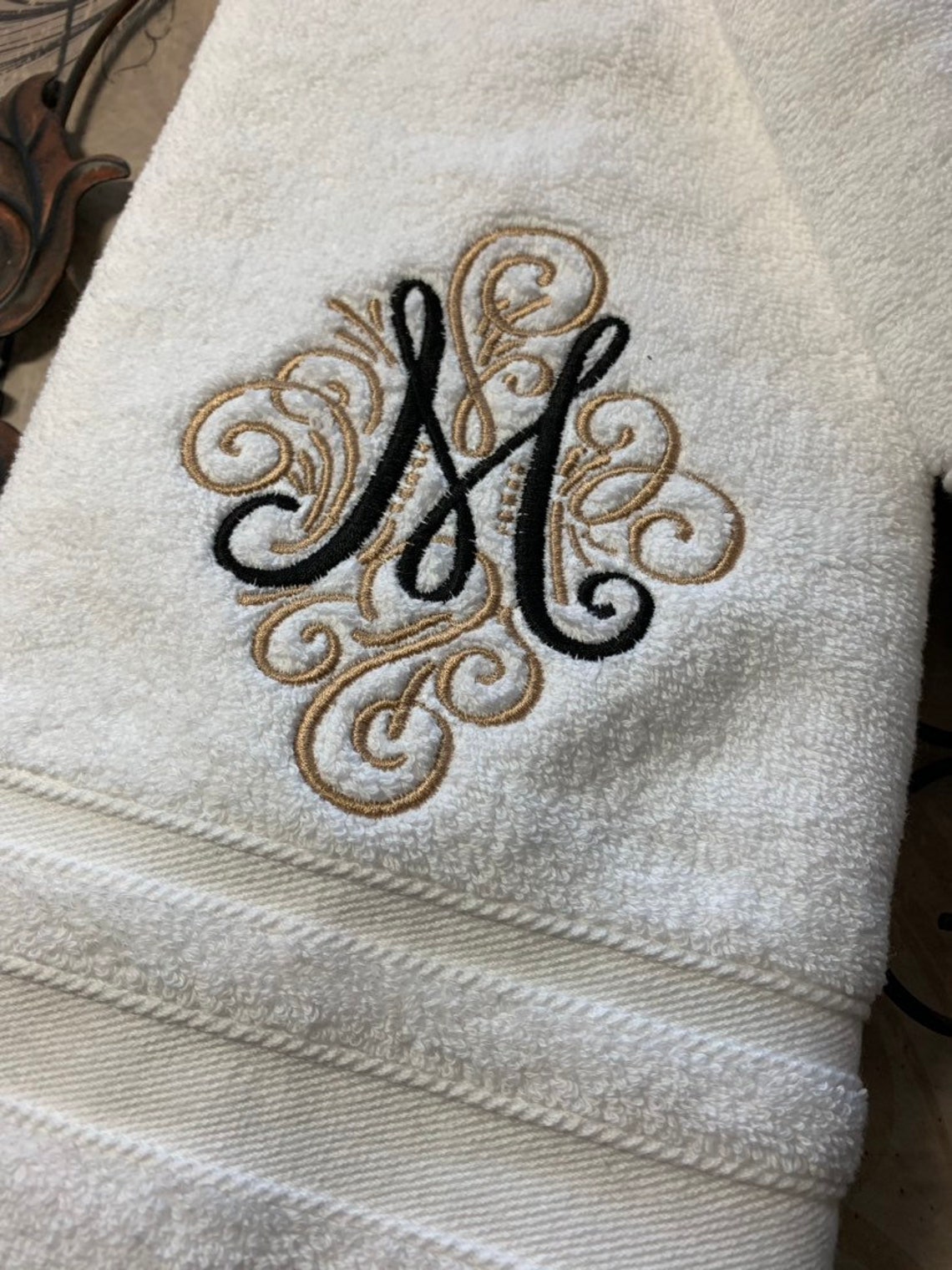 Monogrammed Luxury IVORY Bath Towel Set Hand Towels Wedding Etsy