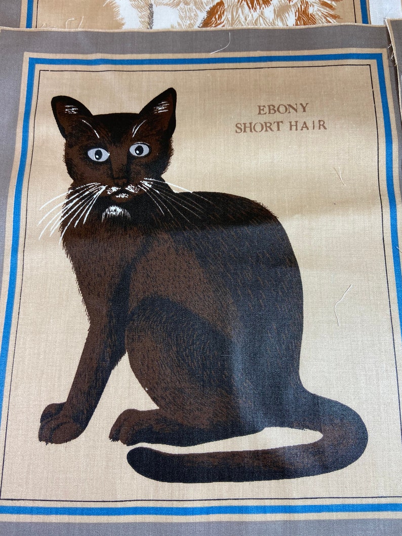 Cat print fabric panel by cyrus clark pillow or quilt panel etsy