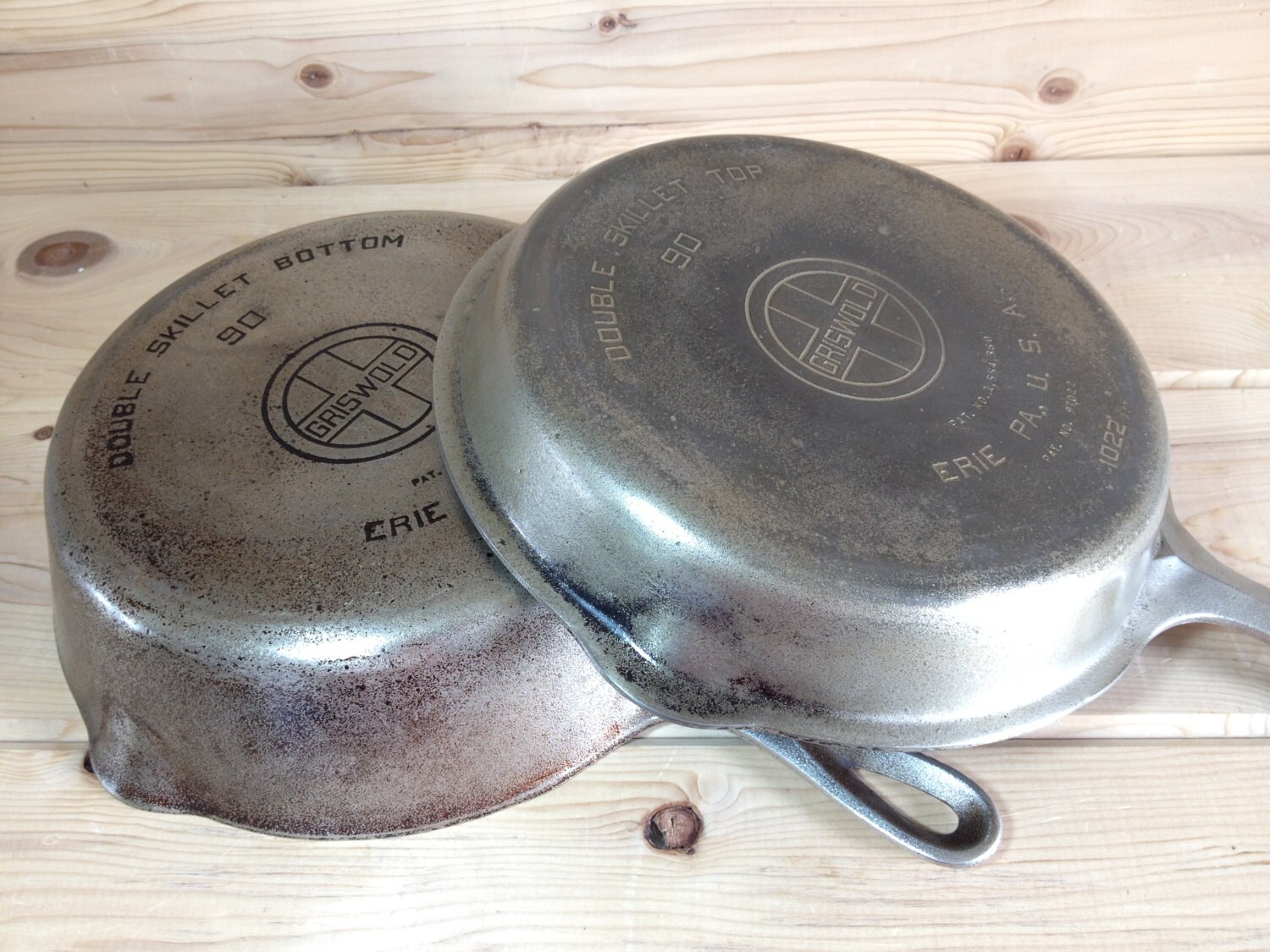 Griswold Cast Iron Double Skillet 90 1021 and 1022 Nickel Etsy