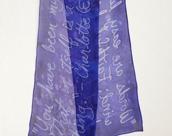 Friendship Quotes - Purple - Hand Painted Silk Chiffon