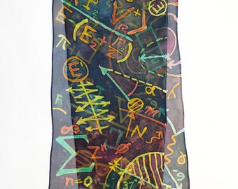 Math/Physics Chalkboard Doodles - Hand Painted Chiffon Scarf