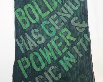 Goethe quote in super graphics - Extra Large Silk Chiffon Scarf