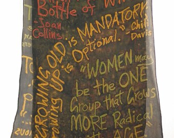 Citas de cumpleaños - mano pintada X-tra bufanda de gasa de seda grande