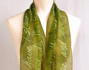 Mr. Darcy's Proposal - Small Chiffon Scarf in Mustardy Olive