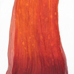 Ombre Crinkle Silk Chiffon Scarf Hand Painted Deep Orange with Deep Red Ends image 3