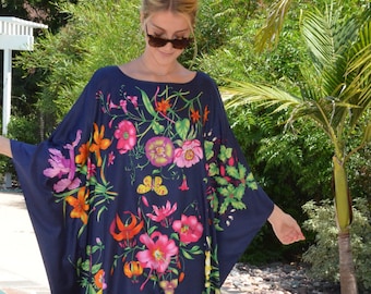 Designer Print Floral Silk Caftan Silk Kaftan Womens Kaftans Silk Dress Long Silk Caftan Beach Dress Silk Beach Dress