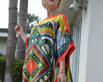 Designer Print Silk Tunic Womens Tunics Summer Dress Coverups Silk Dress Silk Coverup Silk Tops