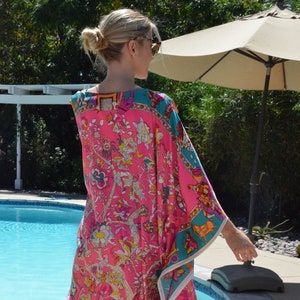 Designer Print Silk Caftan, Womens Caftans Silk Caftan Silk Beach Dress Silk Dress Beach Coverup Kaftans Long Caftna