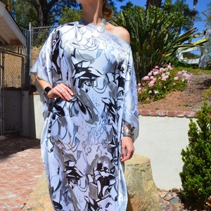 Gray and Black Silk Caftan Womens Kaftans Silk Caftans Beach Coverup Beach Dress Resort Wear Loungewear