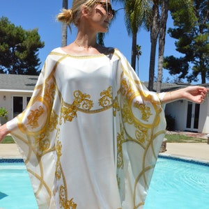 Elegante crema y oro caftán mujeres Kaftans vestido largo - Etsy