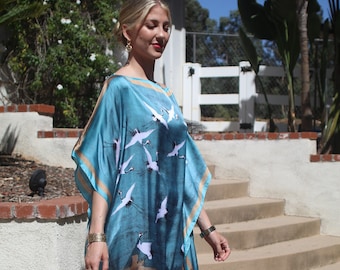 Beach Scene Womens Tunic Cover Up Kaftan Blue Tunic Beach Dress Dresses