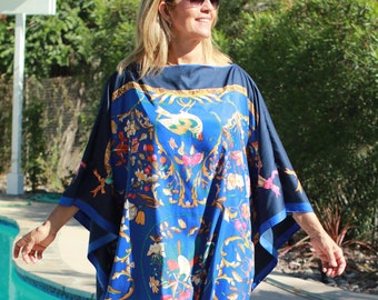 Designer Print  Caftan, Blue Kaftan, Beach Dress, Dresses, Kaftans, Coverups