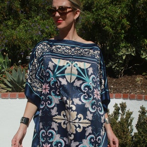 Deep Navy Blue Tunic Womens Dresses Coverups Blue Kaftan Blue Dress Resort Wear