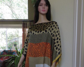 Combination Print Womens  Silky Caftan Dresses Womens Tunics Kaftans Coverup Silky Dresses