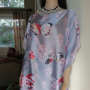 Designer Print Silk Blend Tunic Womens tunics Blouse Silk Top  Tunic  Coverup Caftan