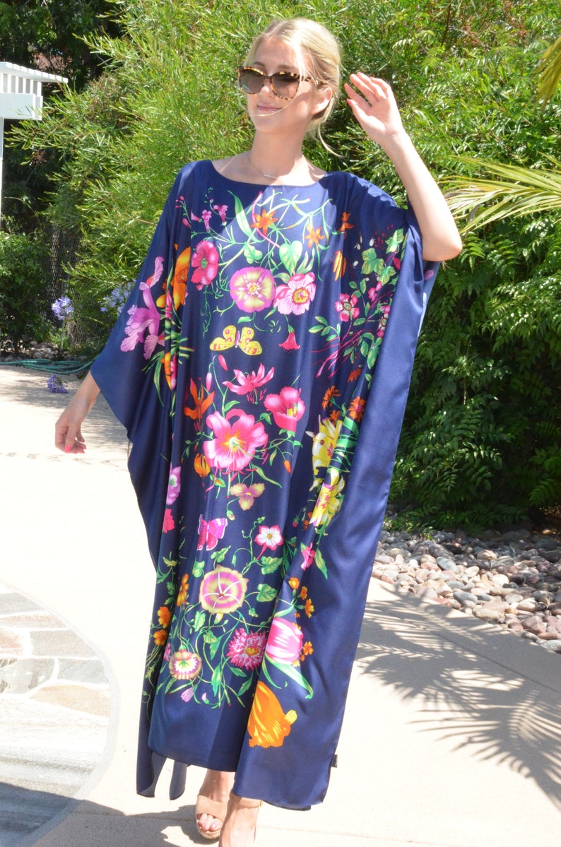 Floral Silk Caftan Silk Kaftan Womens Kaftans Silk Dress Long Etsy