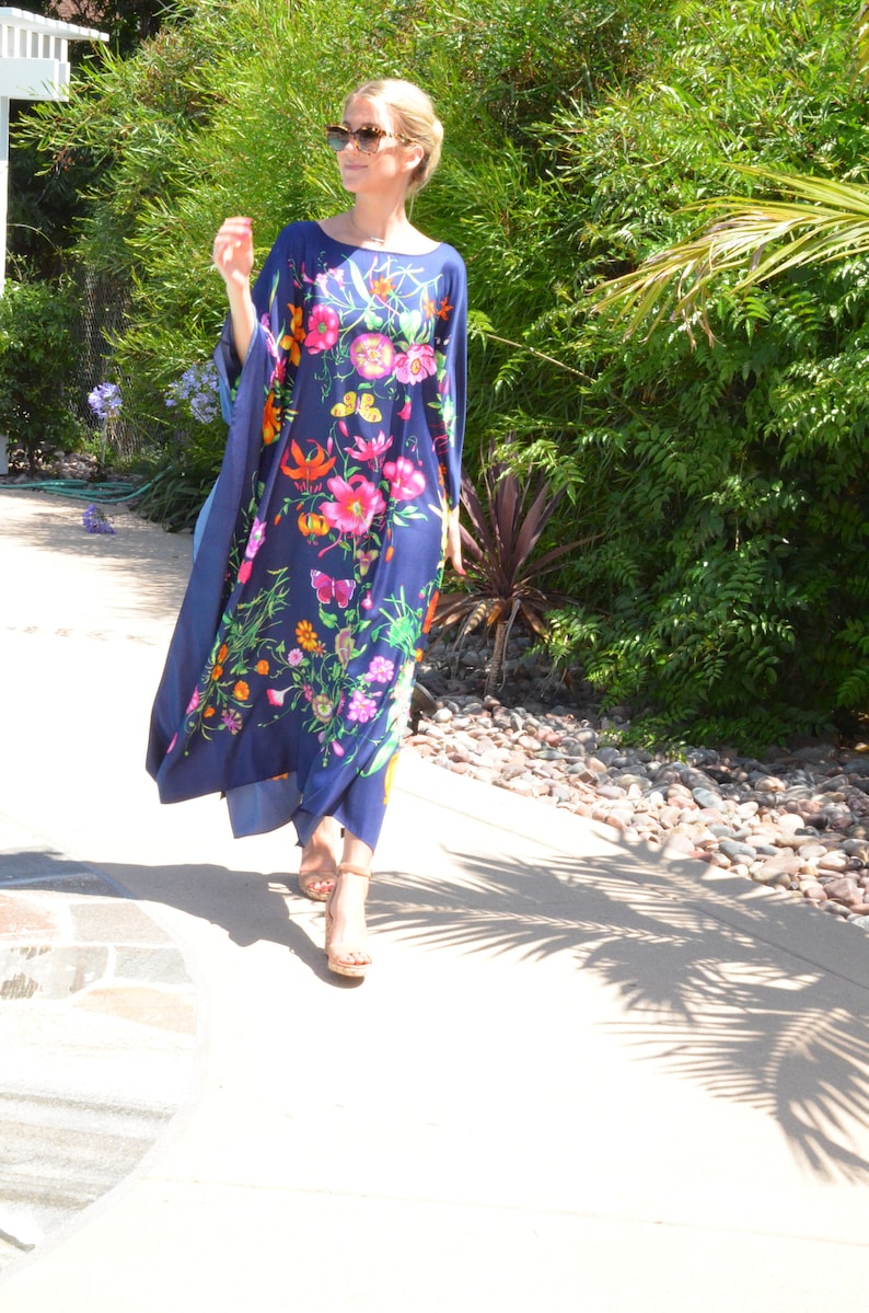Floral Silk Caftan Silk Kaftan Womens Kaftans Silk Dress Long Etsy