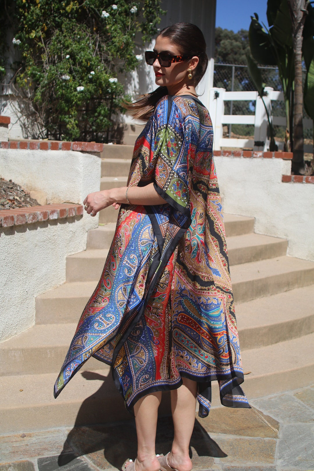 Meera Turquoise Paisley Short Kaftan
