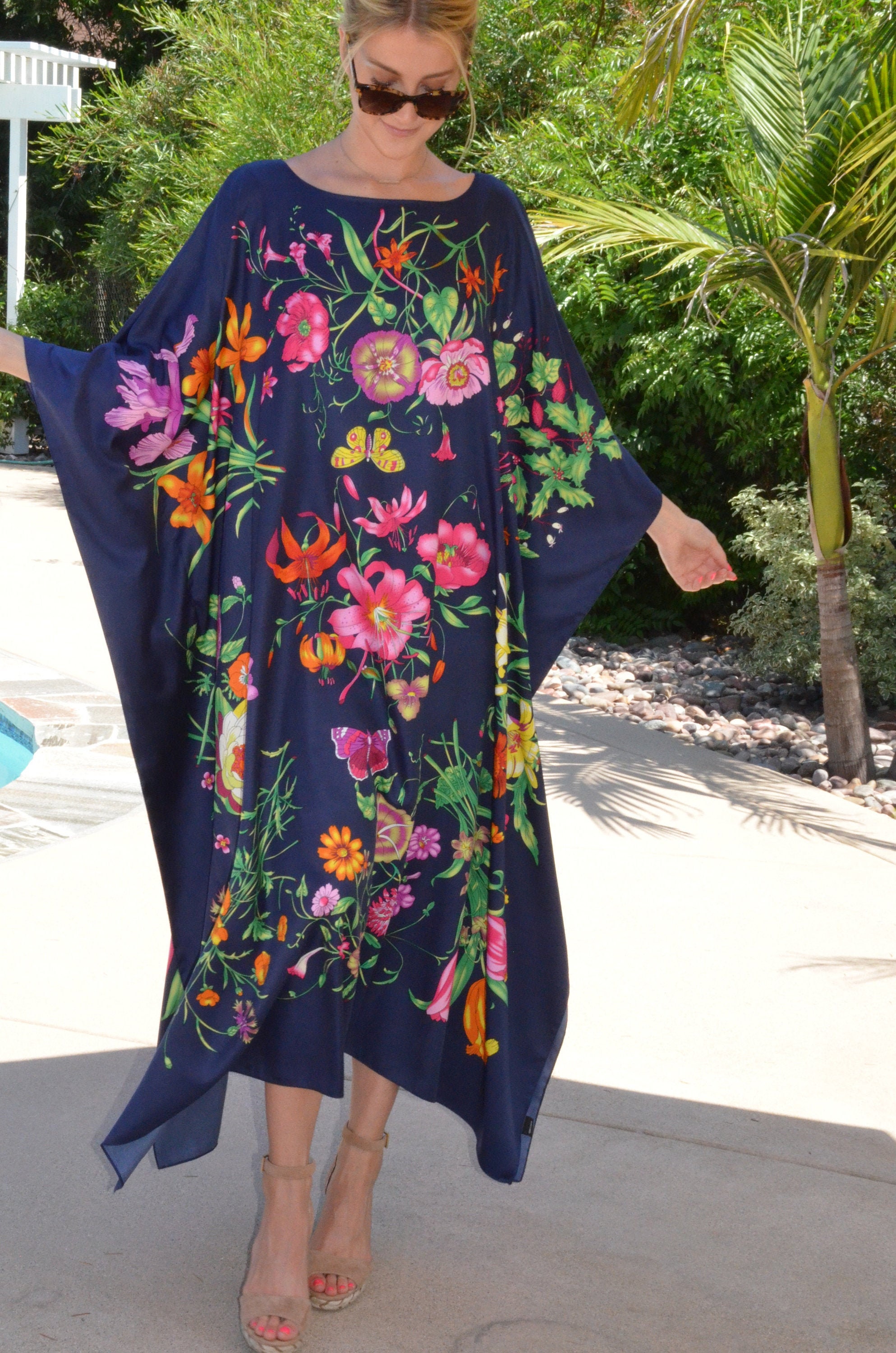 Floral Silk Caftan Silk Kaftan Womens Kaftans Silk Dress Long Etsy Australia