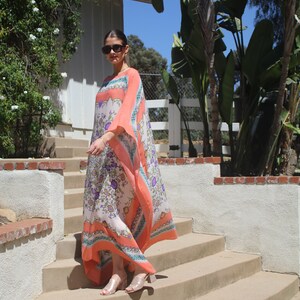 Women's V-Neck Beach Cover Up - Striped Caftan Dress For Swimming