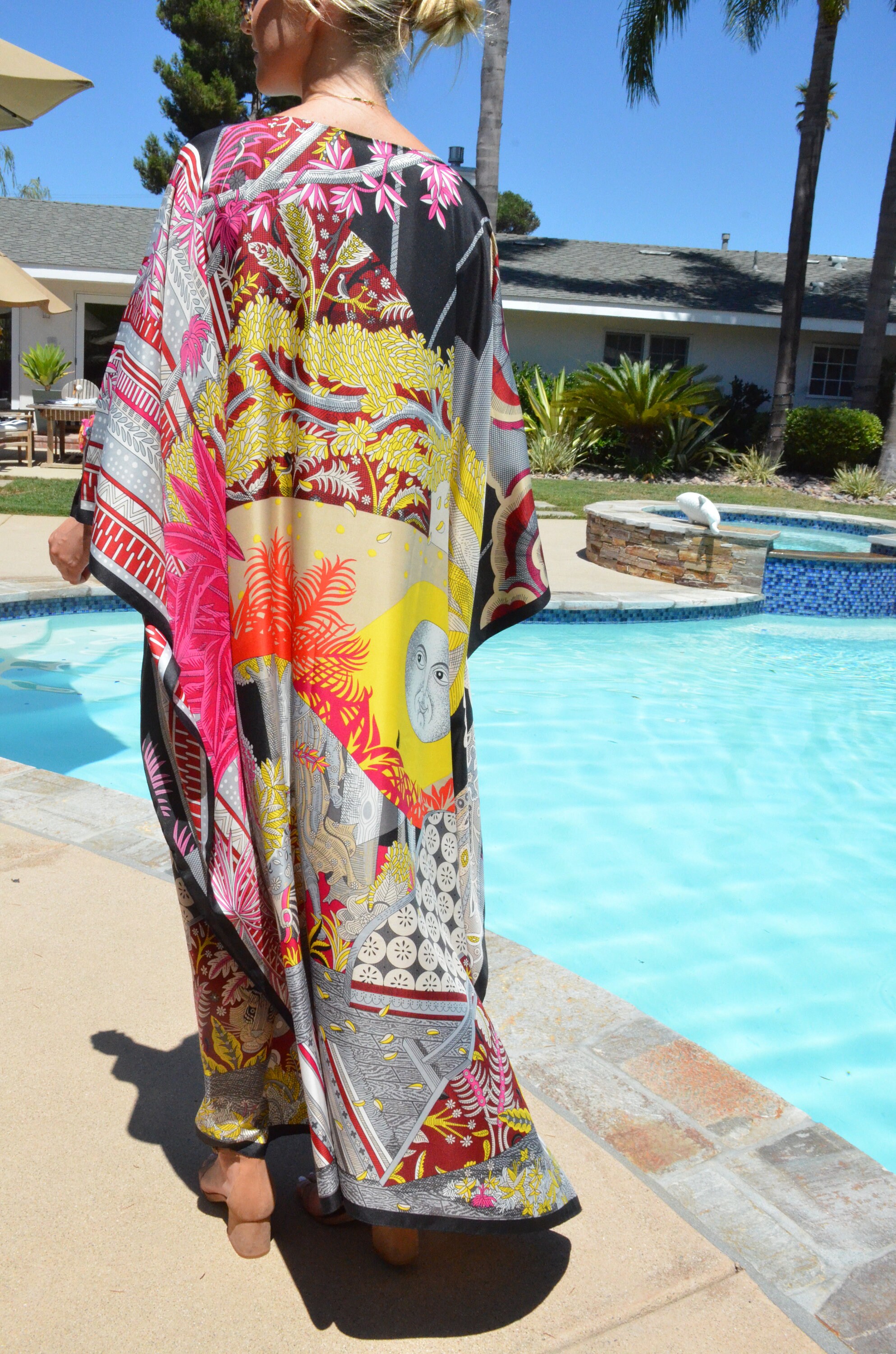 Designer Print Silk Caftan Womens Silk Kaftan Silk Dress - Etsy Australia