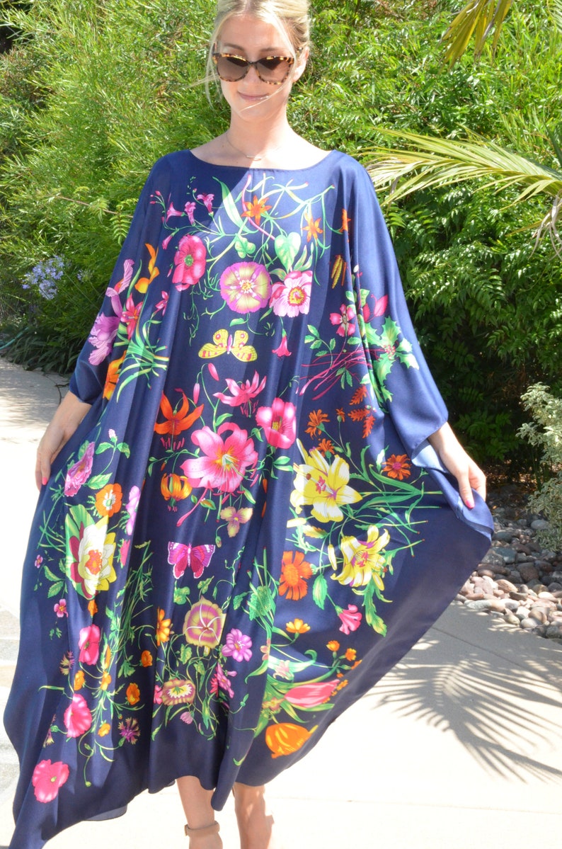 Floral Silk Caftan Silk Kaftan Womens Kaftans Silk Dress Long Etsy