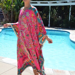 Designer Print Silk Caftan, Womens Caftans Silk Caftan Silk Beach Dress ...