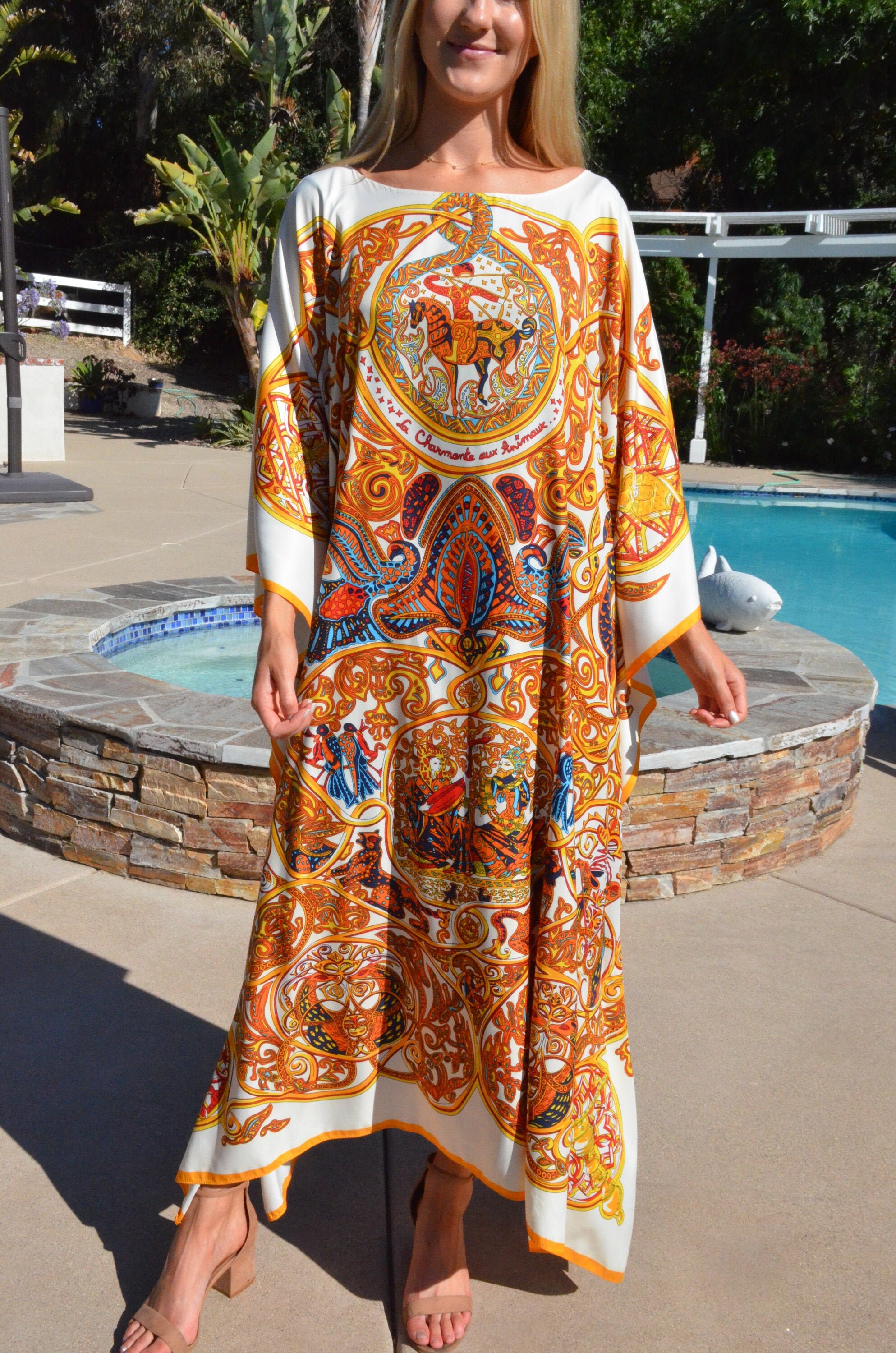 white and gold kaftan
