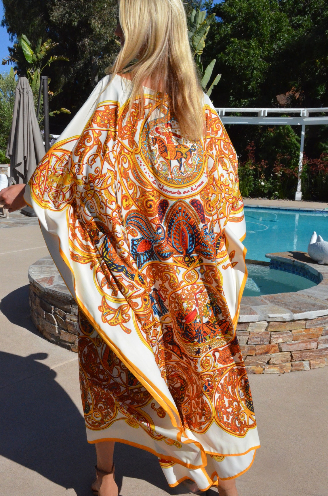 white and gold kaftan