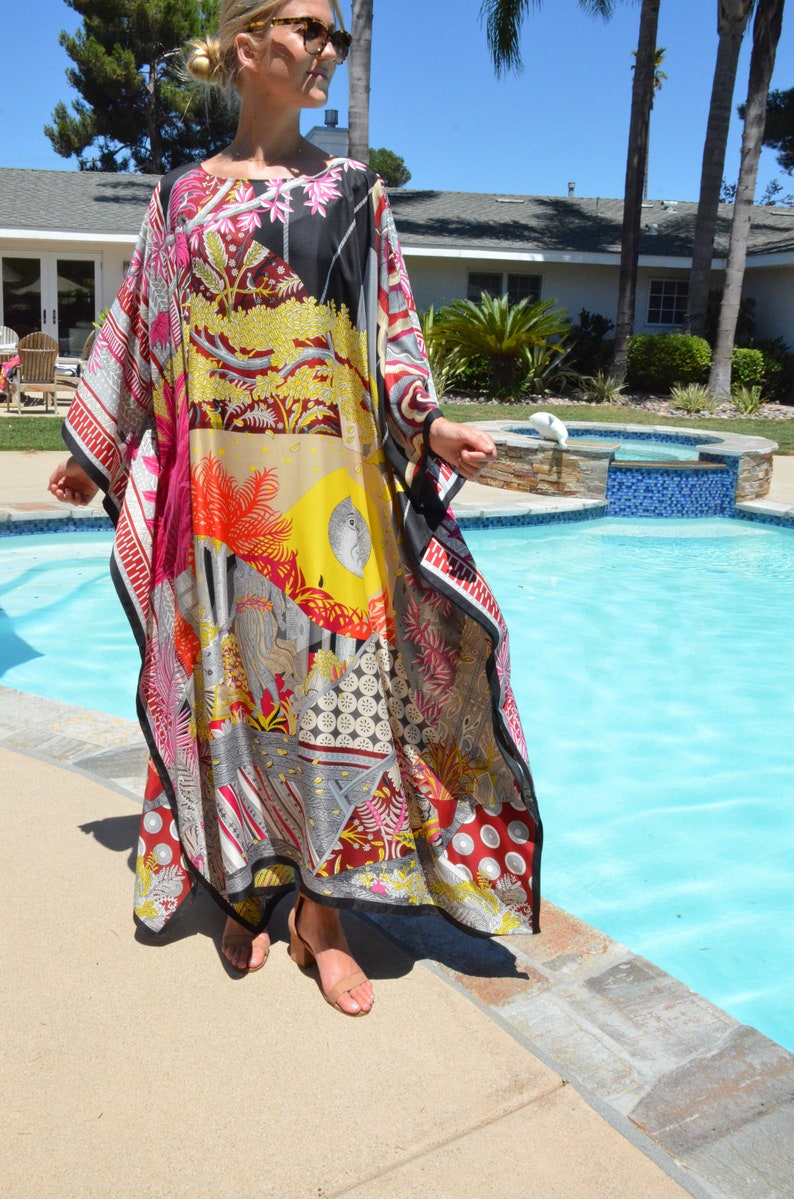 Designer Print Silk Caftan Womens Silk Kaftan Silk Dress - Etsy
