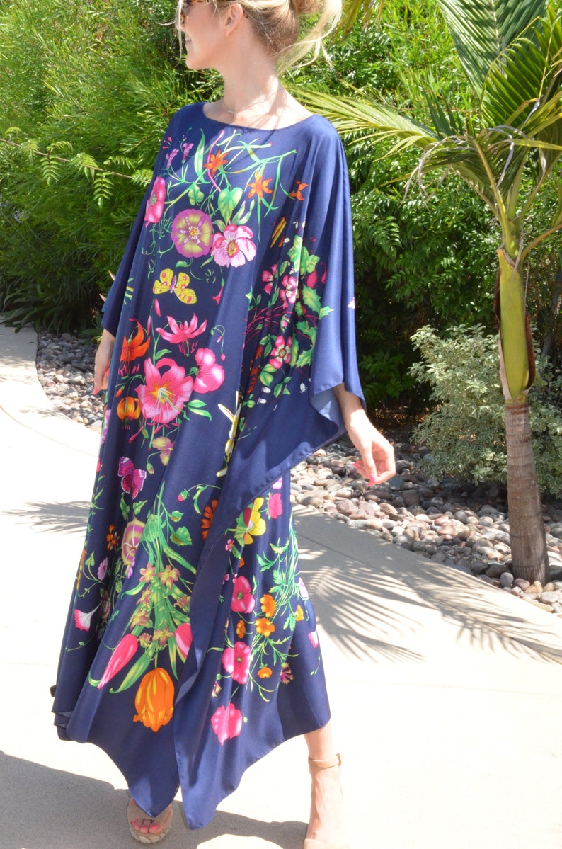Floral Silk Caftan Silk Kaftan Womens Kaftans Silk Dress Long Etsy