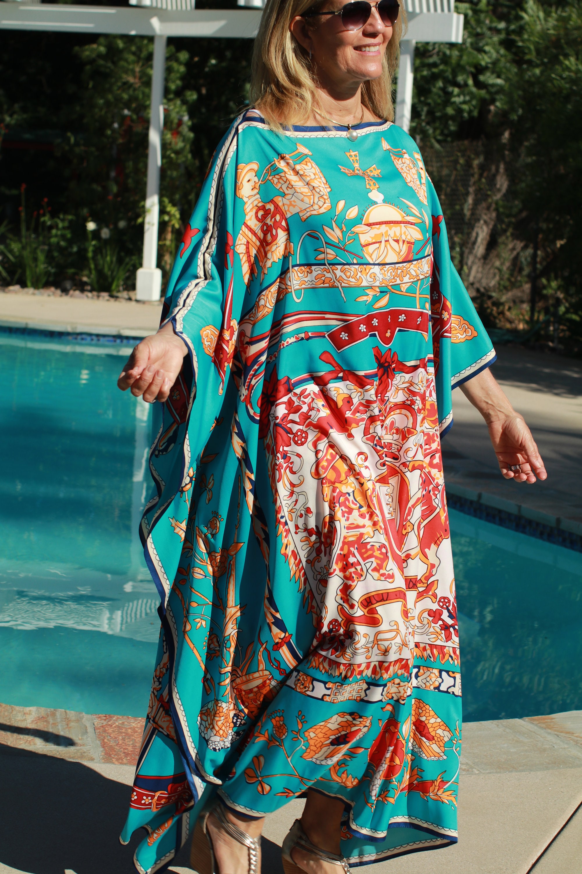 Turquosie Silk Caftan Womens Silk Kaftan Long Silk Dress Silk | Etsy