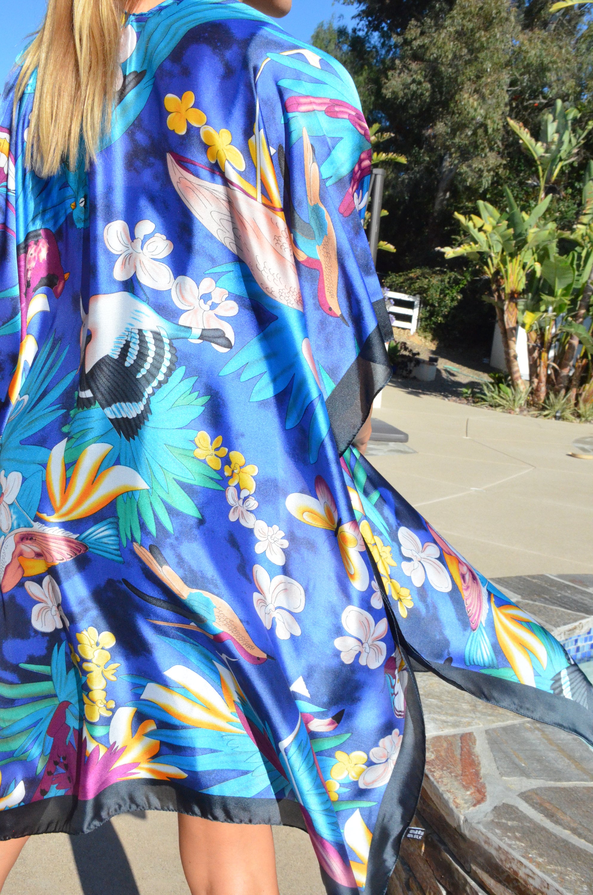 Tropical Bird Silk Kimono Womens Kimonos Summer Kimono Silk Etsy Denmark