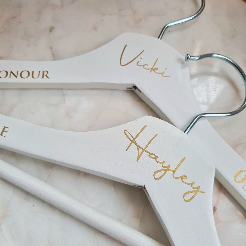 NewPersonalised Wedding Hangers White Hangers Bridesmaid gift Gifts for Bride Wedding Bridesmaid Gift Bride Hanger image 3