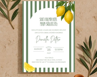 Italian Lemon Bridal Shower Invitation, Amalfi Coast (Digital Template)