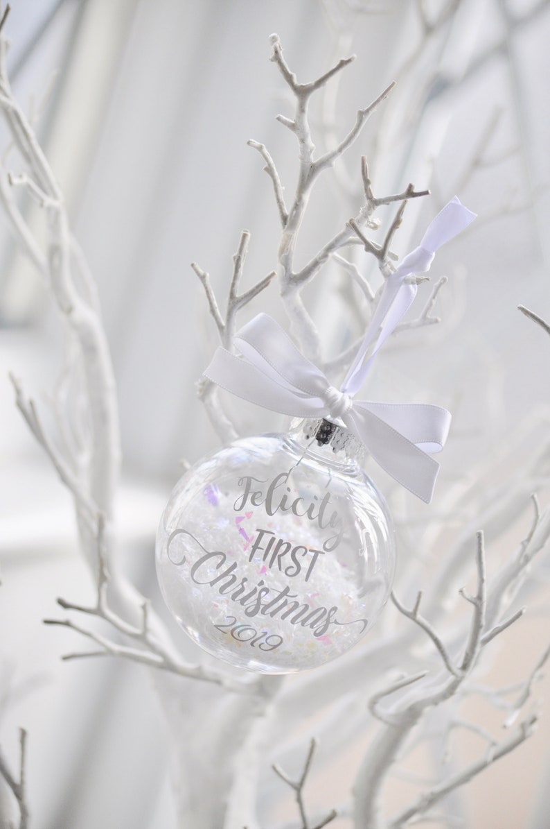 Snow Filled Personalised First Christmas Bauble Rose Gold, First Christmas, Baby Christmas Gift, New Baby Bauble, Christmas 2023 image 7