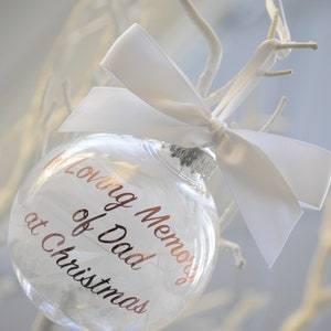 In loving Memory at Christmas, Personalised Christmas Bauble Rose Gold, Christmas Gift, Christmas 2020 image 3