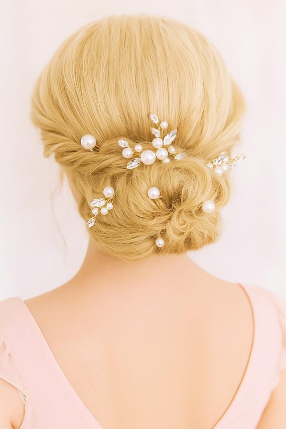 Elegant Gold and Pearl Hair Accessory D-GROEE Wedding Hair Accessories for Brides Flower Hair Comb  main image 2