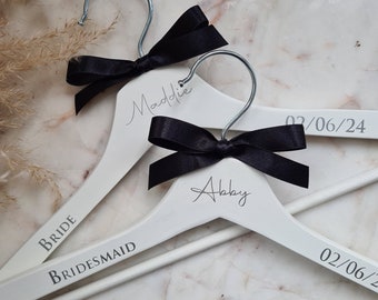 Ribbon Bow Personalised Wedding Hangers | Bridal party gift | Bride Wedding Hanger | Custom Vinyl Hanger | Wedding day hanger new 2024