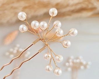 Minimalist Pearl Gold Bridal Hair Pins | Bridesmaid Hair Pins | Pearl Bridal Headpiece | Wedding Hair Accessory | Minimalist Pearls | Prom