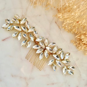 Gold Simple Rhinestones Hair Comb | Bridesmaid Hair Comb | Gold Bridal Headpiece | Wedding Hair Accessory | Hair Accessories with Crystals