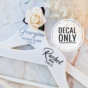 DIY Custom Wedding Hanger Decal Vinyl | Personalised Bridal party Gifts | Hanger Stickers | Wooden Hanger Decal | Calligraphy Sticker Name