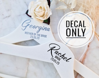 DIY Custom Wedding Hanger Decal Vinyl | Personalised Bridal party Gifts | Hanger Stickers | Wooden Hanger Decal | Calligraphy Sticker Name