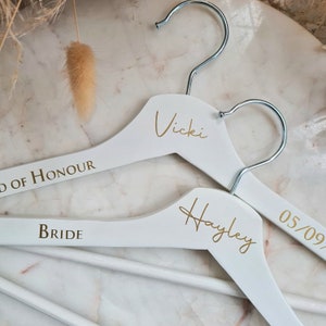 NewPersonalised Wedding Hangers White Hangers Bridesmaid gift Gifts for Bride Wedding Bridesmaid Gift Bride Hanger image 2