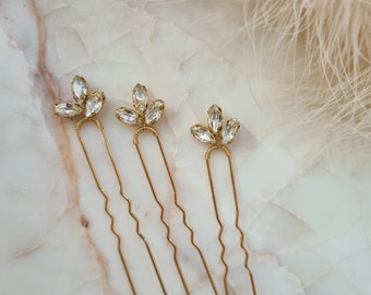 Delicate Rhinestone Bridal hair pins | Bridal Hair Accessories| Bridal Hair Accessories | Crystal Hair Pins | Gold Hair Pins |