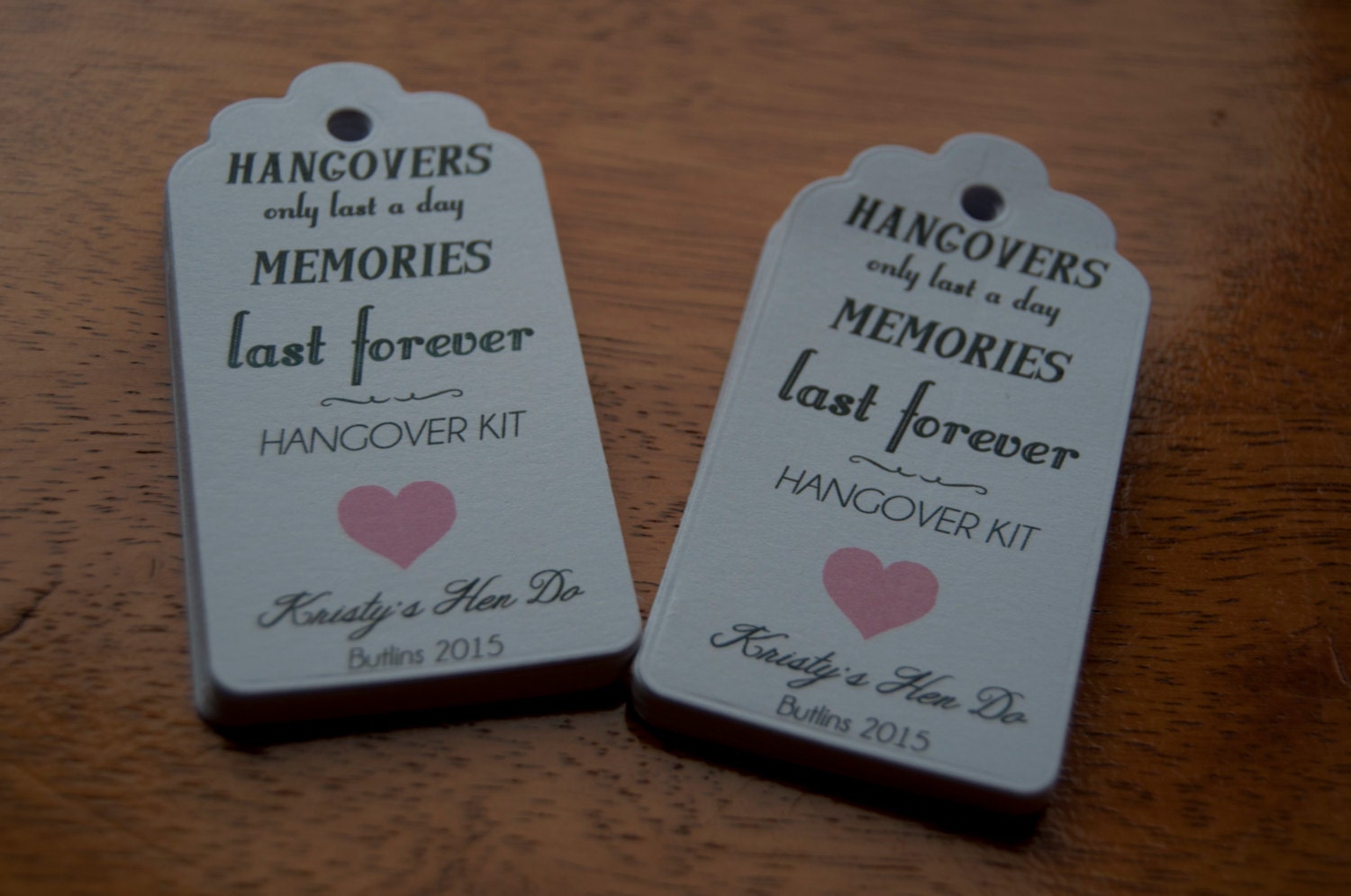 Hen party hangover kit labels