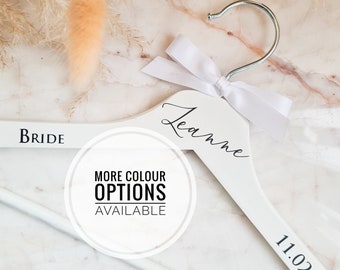 Ribbon Bow Calligraphy Personalised Wedding Hangers | Bridal party gift | Bride Wedding Hanger | Custom Vinyl Hanger | Wedding day hanger