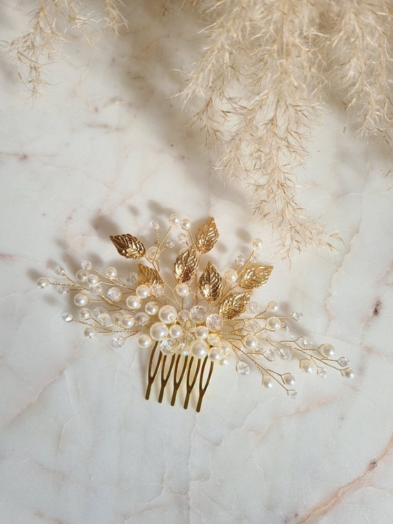 Delicate Vintage Leaves and Pearl Bridal Headpiece