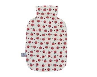 Hot water bottle cover with name white apple hot water bottle cover