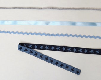 Bänderpaket für Schultüten Zuckertüten hellblau blau grau
